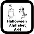 a-h halloween alphabet coloring pages