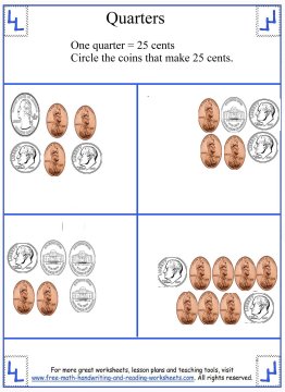 counting money worksheets quarters