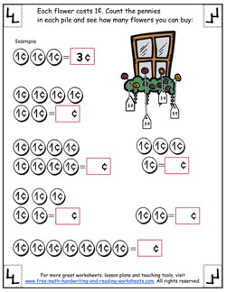 Counting Pennies Worksheet For Kindergarten