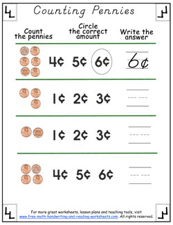 counting pennies worksheets