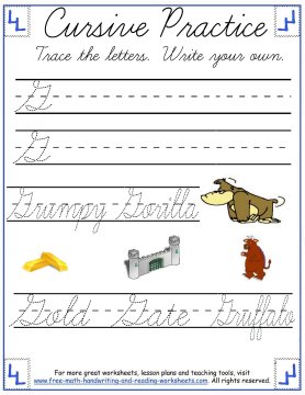 Cursive Letters:Uppercase G-L