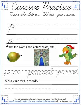 cursive worksheets 4