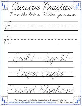 cursive writing worksheets uppercase letters a f