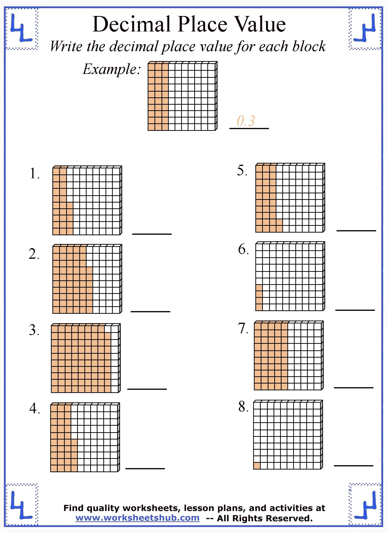 Decimal Place Value Worksheets1600 x 2200