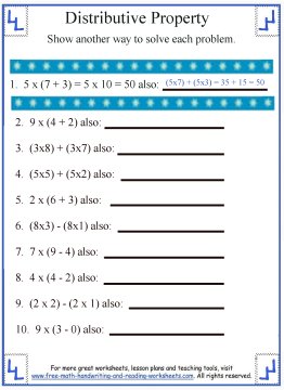Distributive Property:Math Worksheets