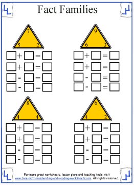 Fact Family Worksheets
