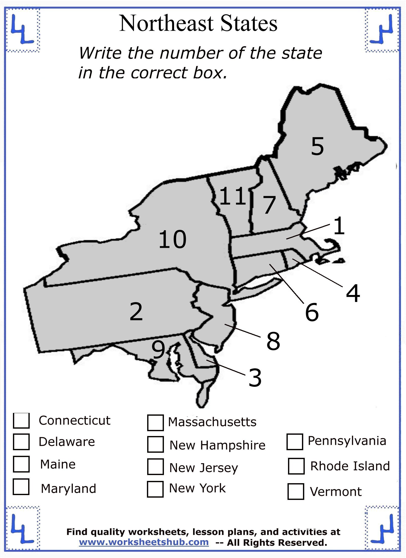 Fourth Grade Social Studies - Northeast Region States and Capitals With Second Grade Social Studies Worksheet