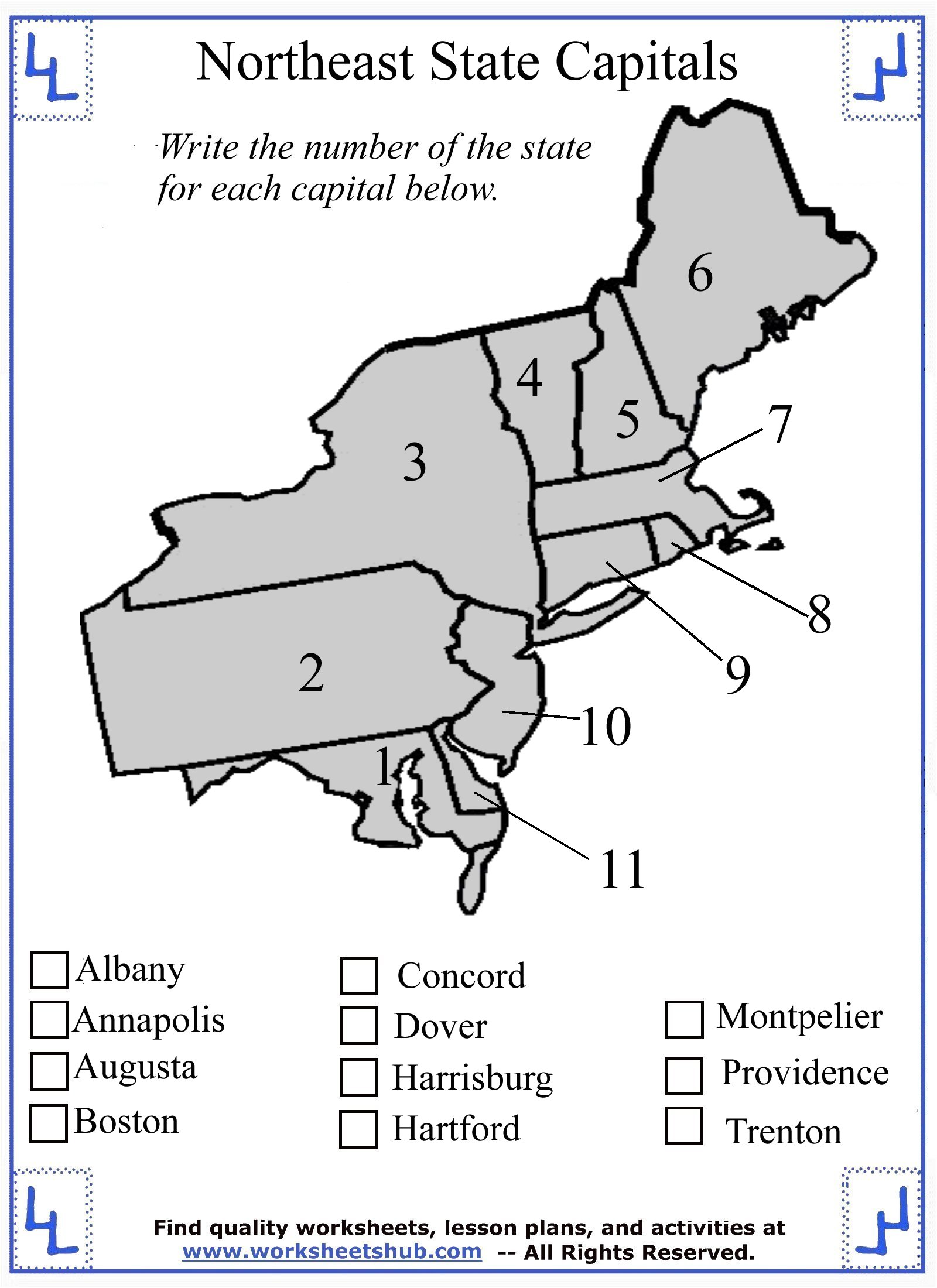 Northeast Region States Free Printable