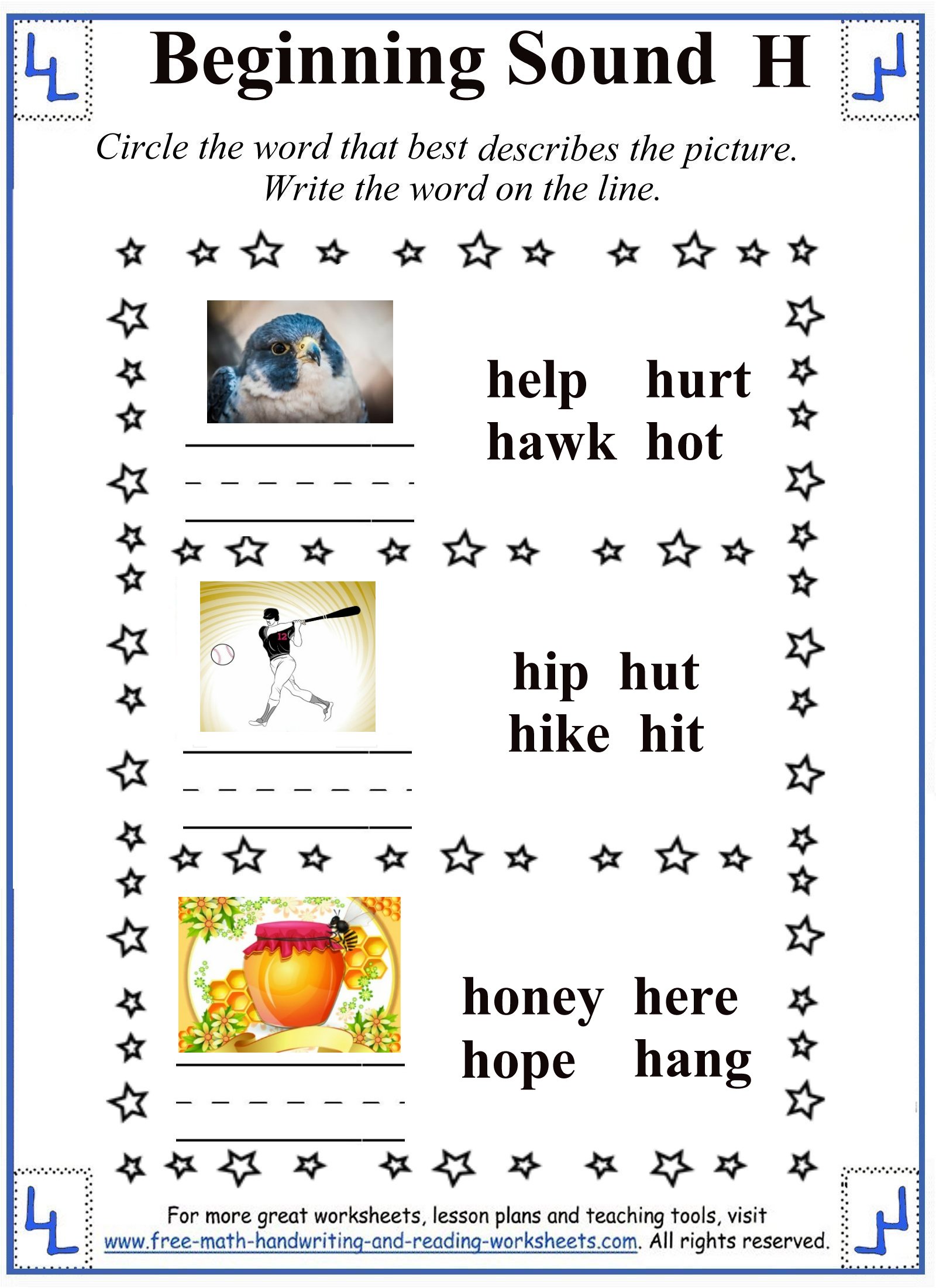 H Letter Worksheets