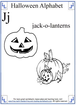 Halloween Coloring Sheets - Phonetic Alphabet I-P