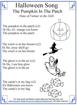 Halloween Songs For Kids Printable Lyrics With Coloring Activities