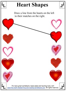 Heart Shapes Preschool Worksheets