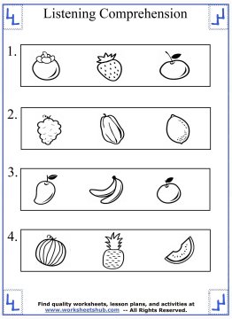 Listening Comprehension Kindergarten Worksheet