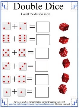 Math Addition Worksheets:Adding Dice