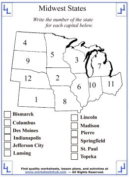 States And Capitals Of The Midwest Region Mid West United States - 4Th Grade Social Studies Guide