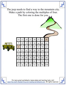 multiplication table chart multiplying by 4