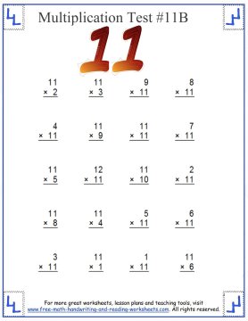 Multiplication Test - Multiples Up To Twelve