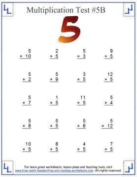 Multiplication Test - Multiples Up To Twelve