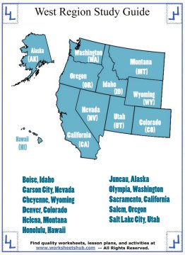 Western States And Capitals Map Regional State And Capital Worksheets
