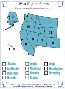 Western States And Capitals Map Regional State And Capital Worksheets