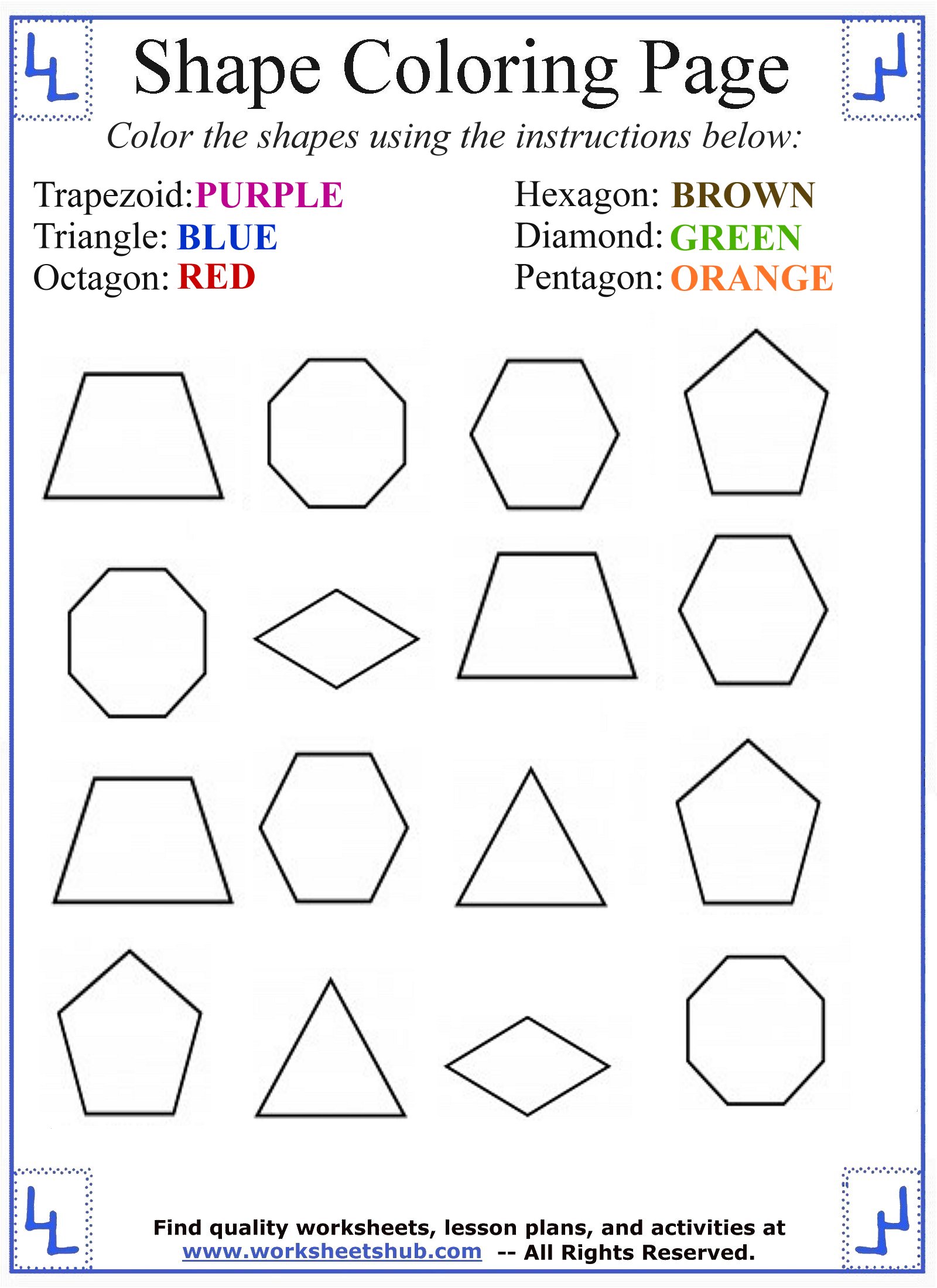 Color By Shape Printable Color By Shape Printable