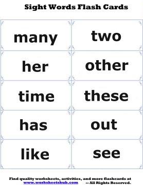 prek sight words flash cards free