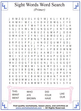 sight words word search activities