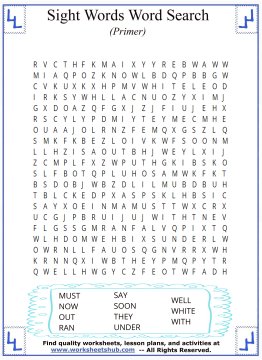 sight words word search activities