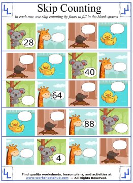 skip counting by fours 5