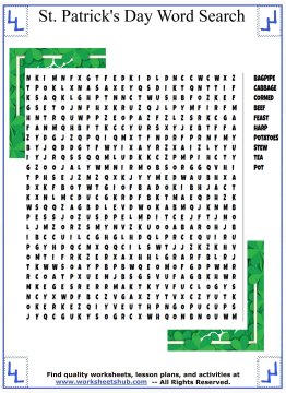 st patricks day word search