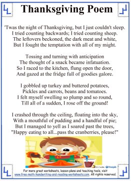 Thanksgiving Poems For Kids