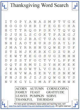 thanksgiving word search 6