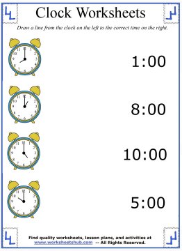 time worksheets telling the hour