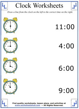 time worksheets telling the hour