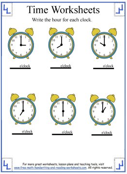 Time Worksheets - Telling The Hour