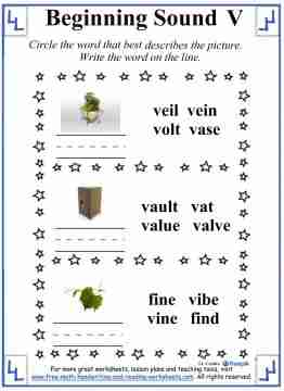 V Letter Worksheets