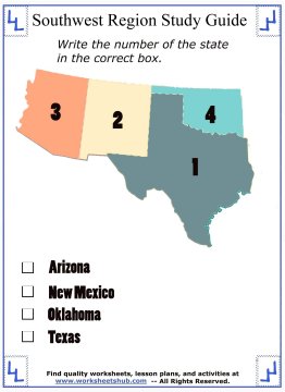 worksheets on the southwest states 2
